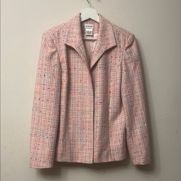 Liz Baker Pink Blazer with Tweed Texture 312 - Picture 1 of 5